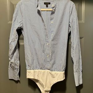 J. Crew blue/white striped button up/bodysuit
